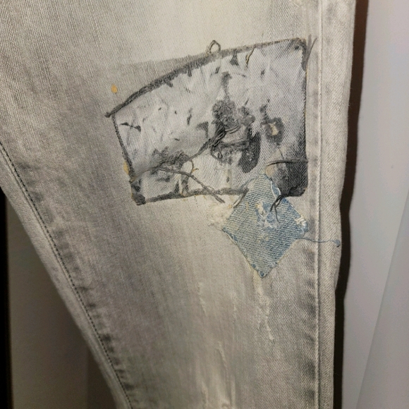LIKE NEW Gray denim with patchwork - Picture 2 of 6